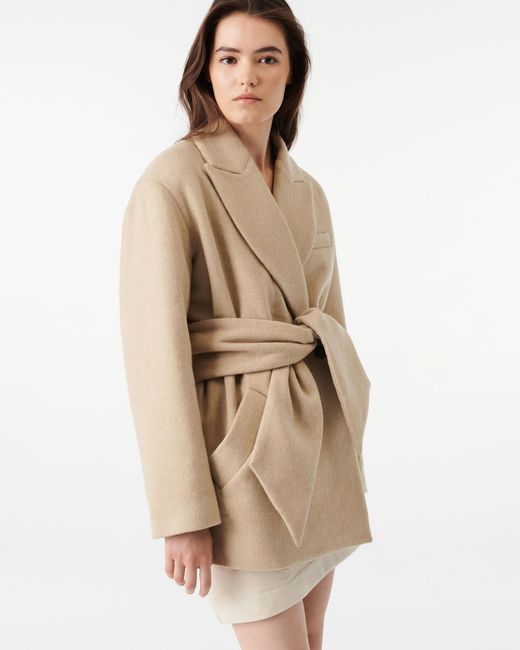 IRO Oneria Short Belted Coat in Natural | Lyst