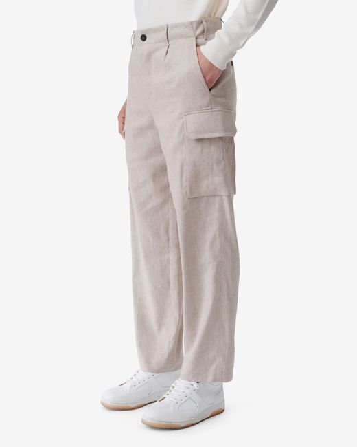 IRO White Matt Linen-blend Cargo Pants