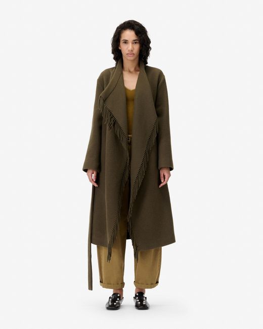IRO Green Long Fringed Coat