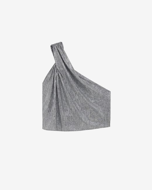 IRO Gray Isaure Asymmetrical Lurex Jersey Top