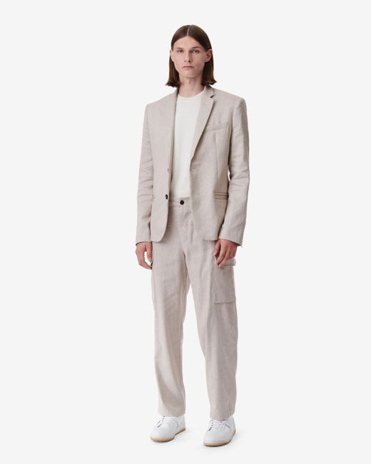 IRO Gray Mercury Linen-blend Suit Jacket for men