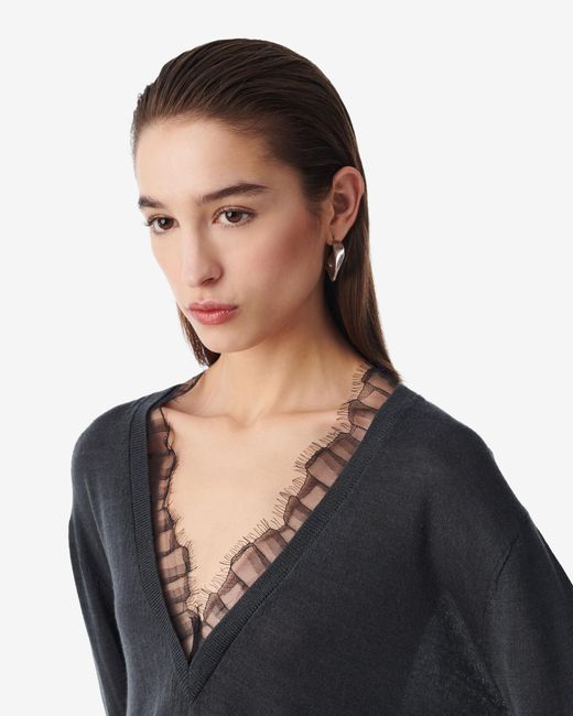 IRO Blue Lace V-neck Sweater