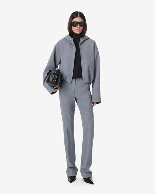 IRO Gray Hooded Cropped Jacket