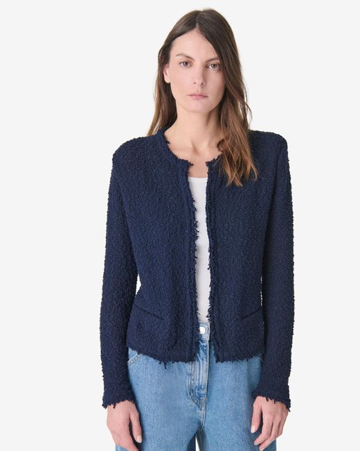 IRO Blue Textured Tweed Jacket
