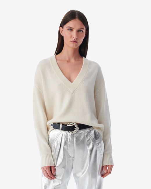 IRO White Lilween V-neck Cashmere Sweater