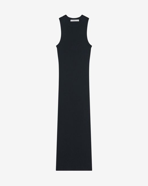 IRO Black Treva Long Ribbed-knit Dress