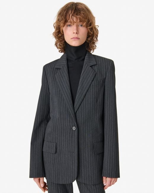 IRO Blue Striped Suit Jacket