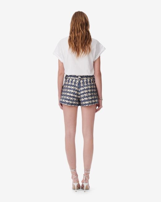 IRO White Tyana Lurex Tweed Shorts