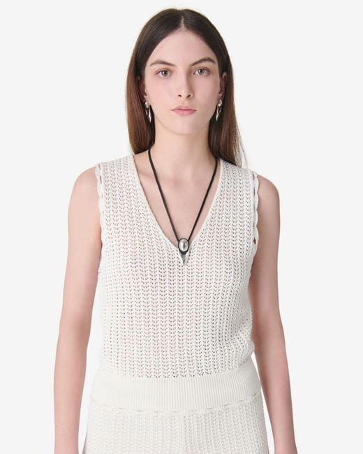 IRO White V-neck Knit Top