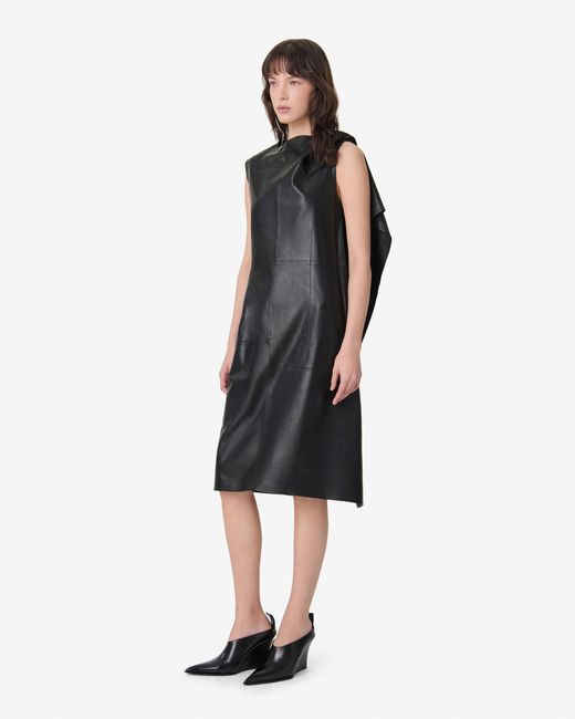 ROBE DRAPÉE EN CUIR IRO en coloris Blue