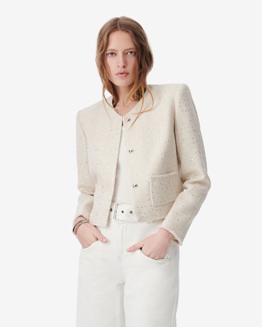 IRO White Qaranne Cropped Tweed Jacket