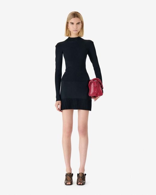IRO Blue Ribbed Pullover With Turn-up Collar