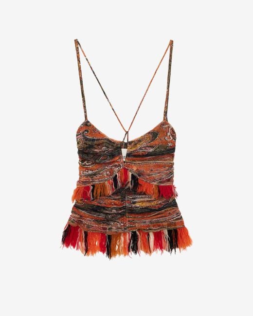 Isabel Marant Red Darlene Printed Cotton Top