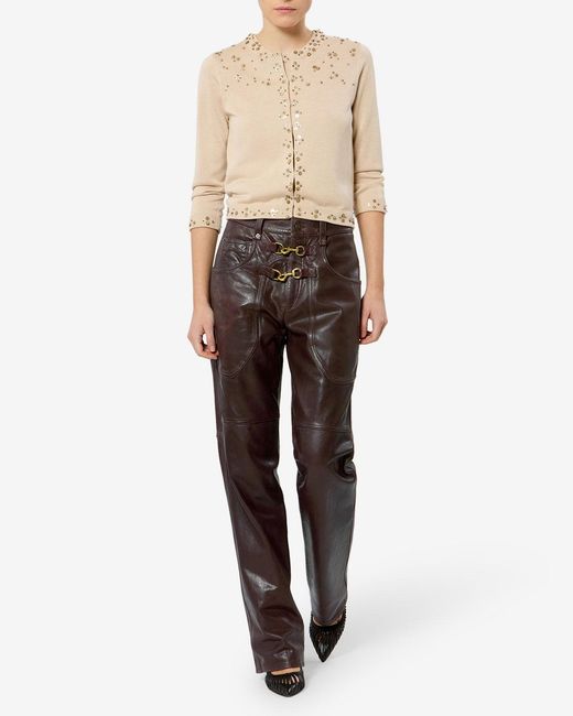 Isabel Marant Red Brinley Leather Pants