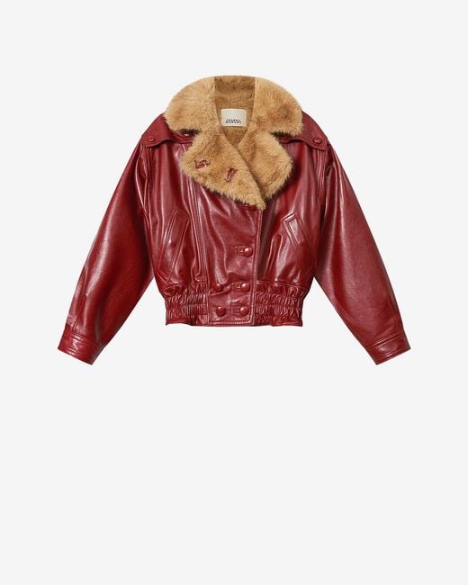Isabel Marant Red Valina Leather Coat