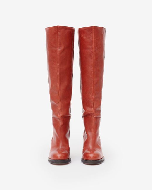 Isabel Marant Lelia Leather Knee Boots in Red | Lyst