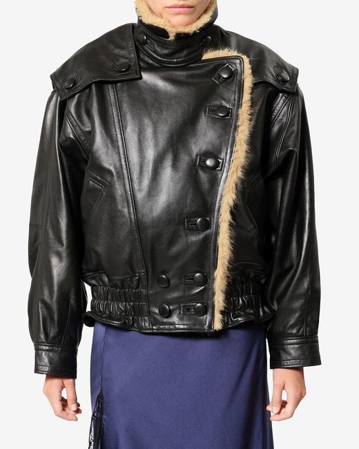 Isabel Marant Black Valina Leather Coat