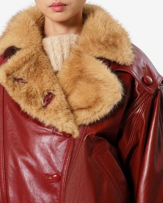 Isabel Marant Red Valina Leather Coat