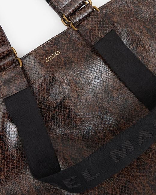 Isabel Marant Brown Wardy Leather Bag With Python Effect