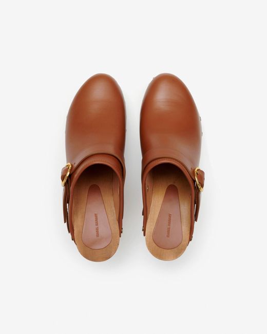 Isabel Marant Titya Leather Clogs in Brown | Lyst