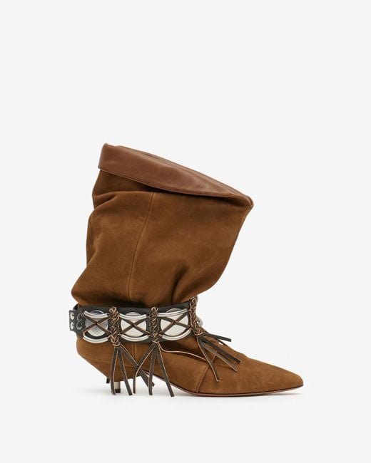 Isabel Marant Brown Suede Leather Jeweled Boots