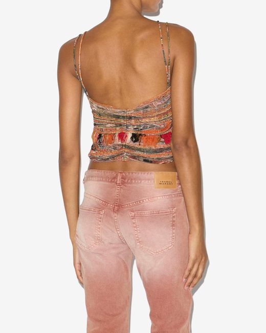Isabel Marant Red Darlene Printed Cotton Top