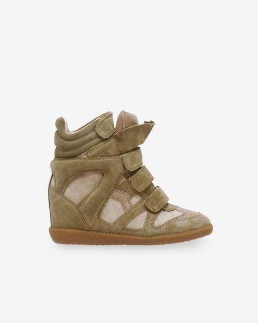 Isabel Marant Natural Bekett Hidden Wedge High Top Sneaker