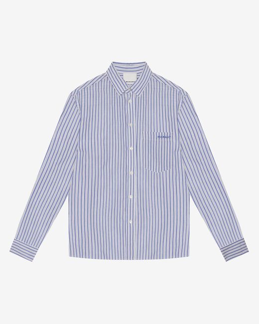 Isabel Marant Purple Jasolo Logo-Embroidered Striped Cotton-Poplin Shirt for men