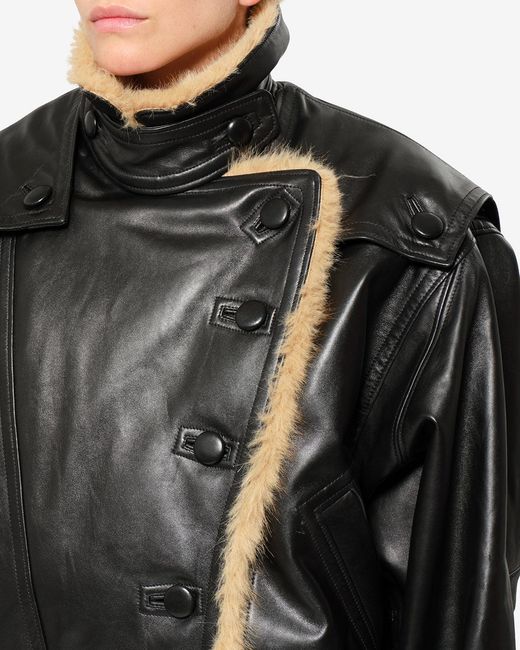 Isabel Marant Black Valina Leather Coat
