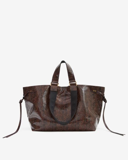 Isabel Marant Brown Wardy Leather Bag With Python Effect
