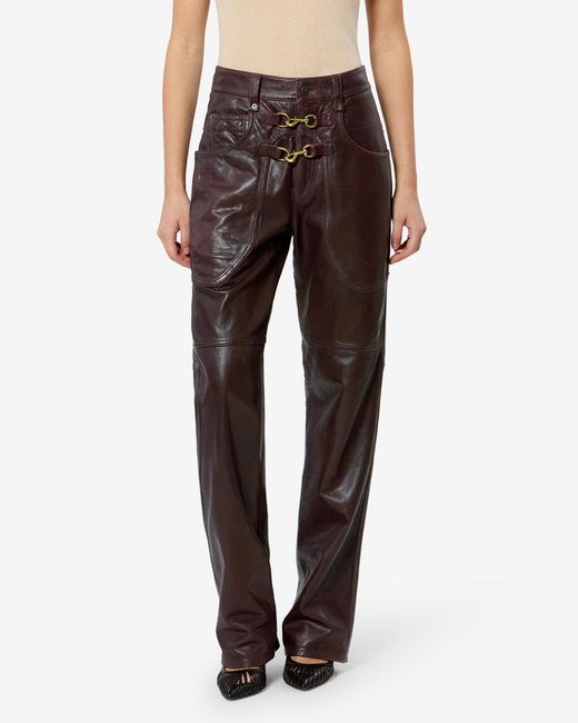 Isabel Marant Red Brinley Leather Pants