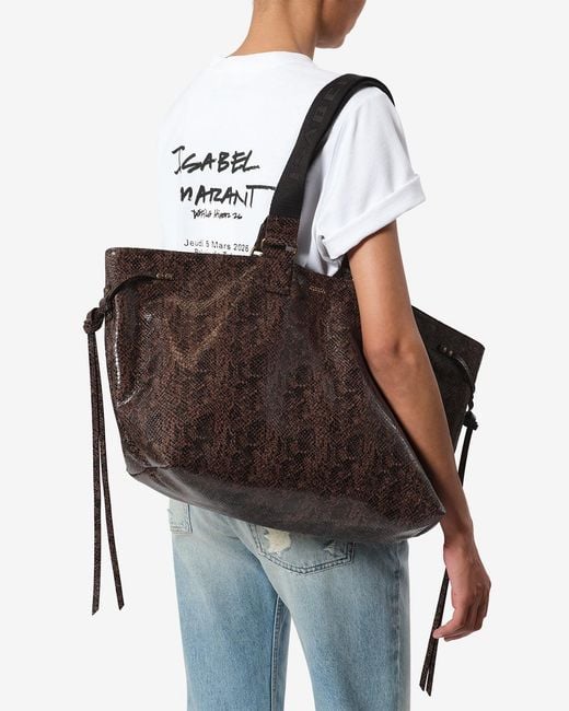 Isabel Marant Brown Wardy Leather Bag With Python Effect