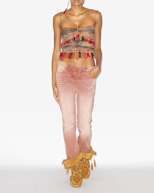 Isabel Marant Red Darlene Printed Cotton Top