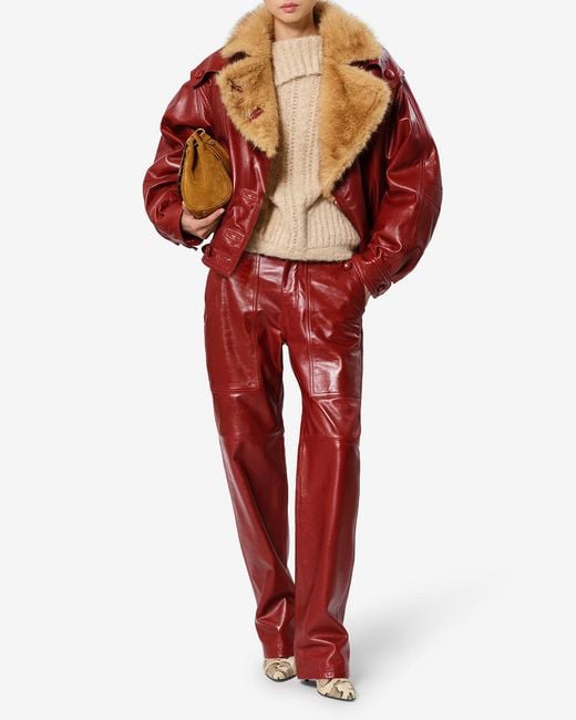 Isabel Marant Red Valina Leather Coat