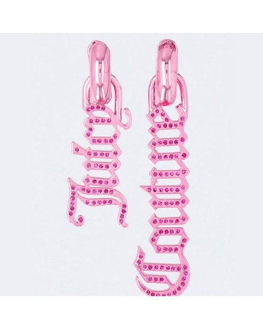 Juicy Couture Crystal Hoop Earrings Pink | Lyst