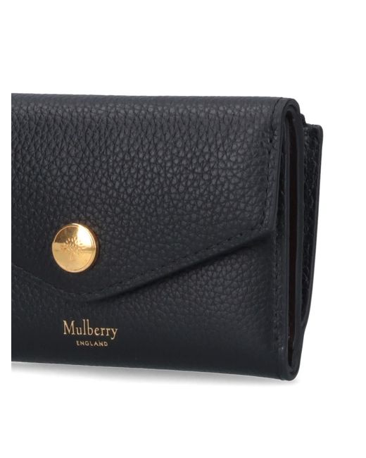 Mulberry Black Folded Multi-Card Logo Wallet