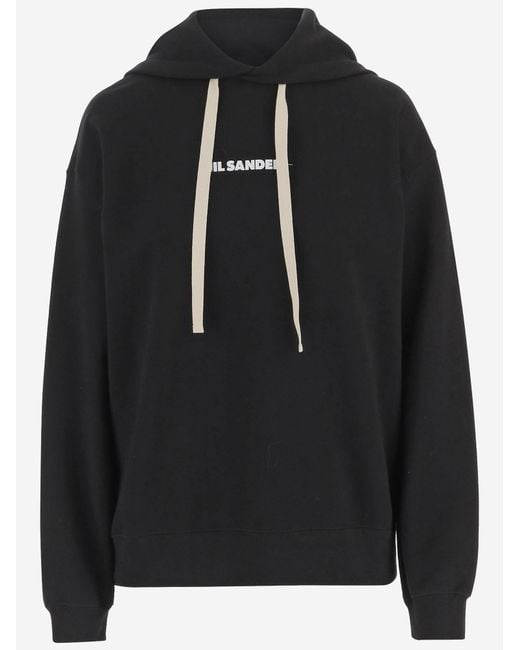 Jil Sander Black Cotton Sweatshirt With Logo