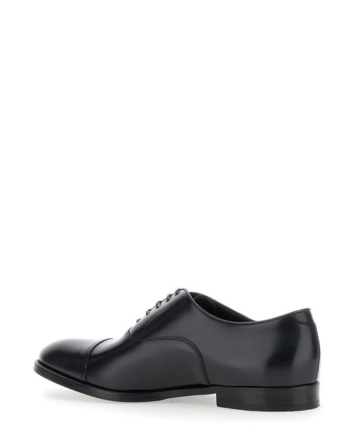 Doucal's White Smooth Leather Five-Hole Oxford Shoes For Calf Lace for men