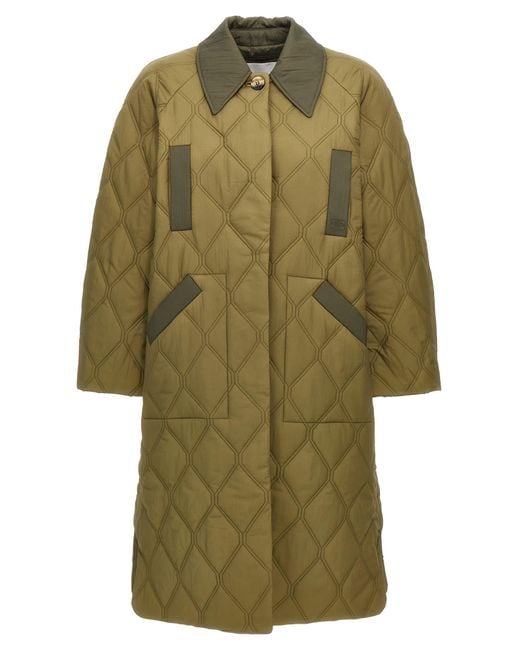 Ganni Green Quilt Raglan Casual Jackets, Parka