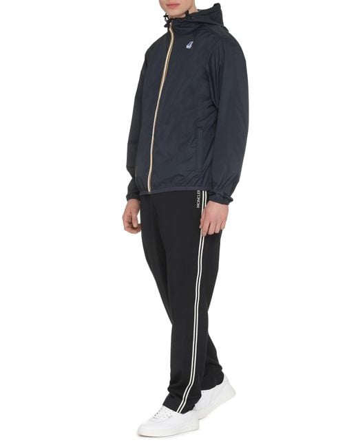 K-Way Blue Claude Hooded Nylon Jacket Polyamide Raincoats for men