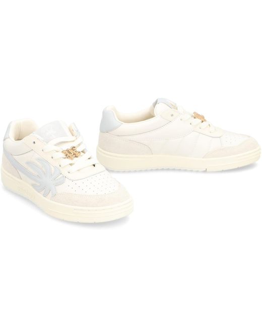 Palm Angels White Palm Beach University Leather Low Sneakers