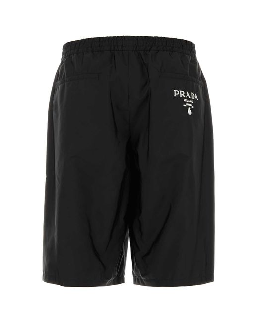 Prada Black Re-nylon Bermuda Shorts for men