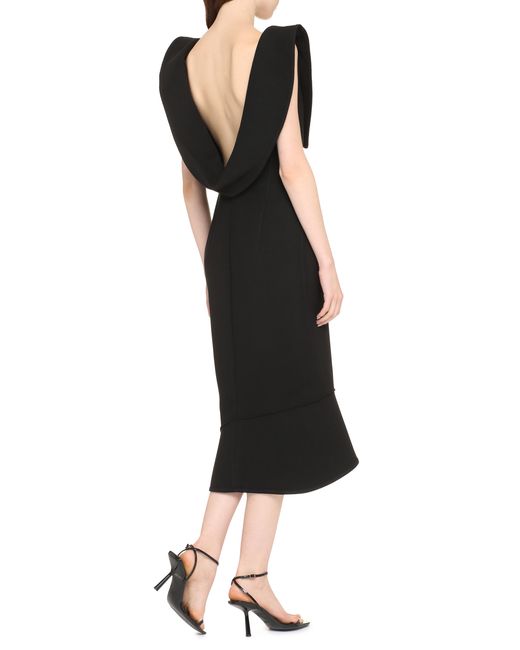 Bottega Veneta Black Midi Dress Cotton Blend Viscose
