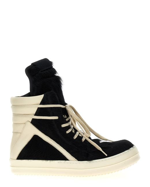 Rick Owens Black And Leather Geobasket Sneakers for men