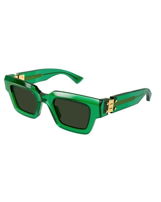 Bottega Veneta Green Square Frame Sunglasses
