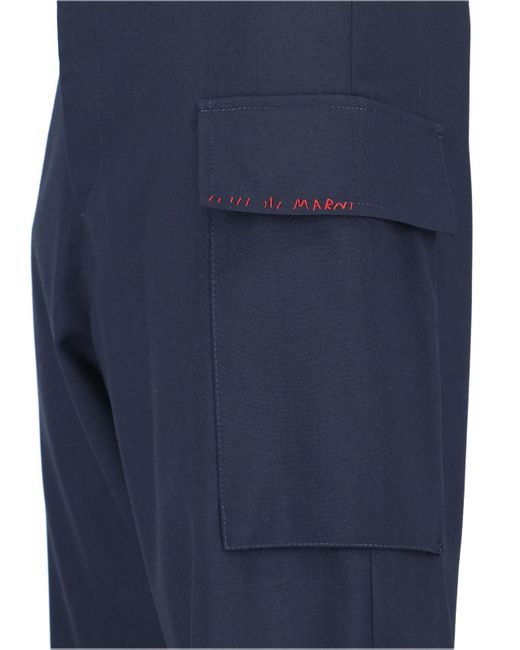 Marni Blue Virgin Wool Cargo Pants for men