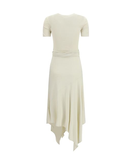 Alaïa White Belted Jersey Dress Viscose