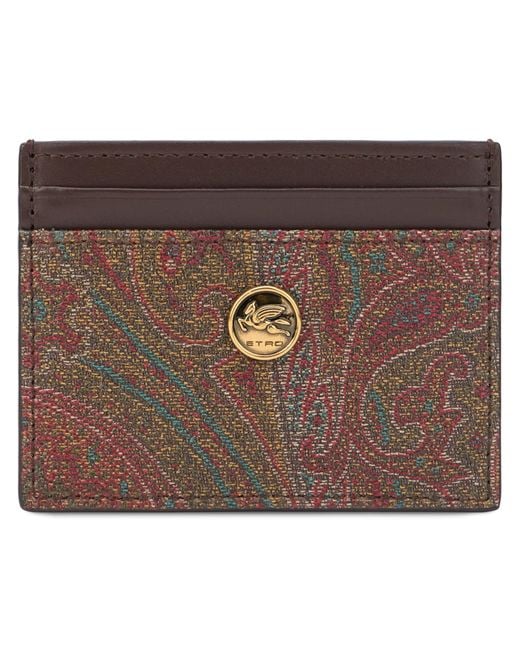 Etro Brown Card Holder Cotton Wallets & Purses