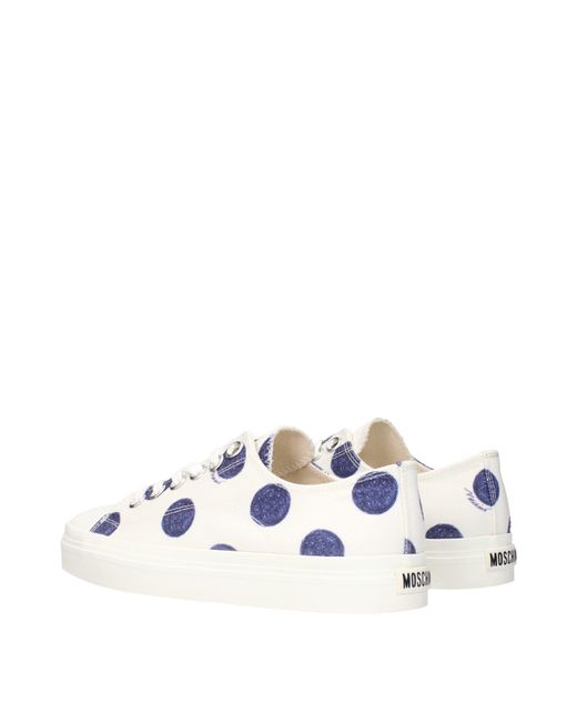 Moschino White Polka Dot Canvas Sneakers
