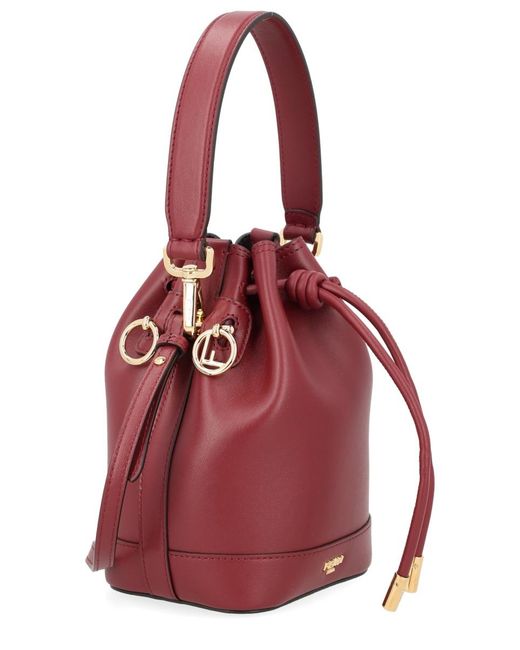 Fendi Red Bucket Bag Mon Tresor Leather Handbags